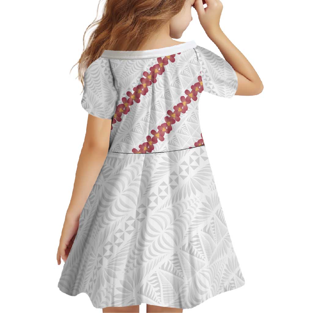 White Sunday Tonga Fakame Family Matching Summer Maxi Dress and Hawaiian Shirt Tongan Ngatu Heilala Lei LT14 - Polynesian Pride