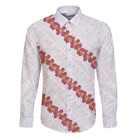 White Sunday Tonga Fakame Family Matching Summer Maxi Dress and Hawaiian Shirt Tongan Ngatu Heilala Lei LT14 Dad's Shirt - Long Sleeve White - Polynesian Pride