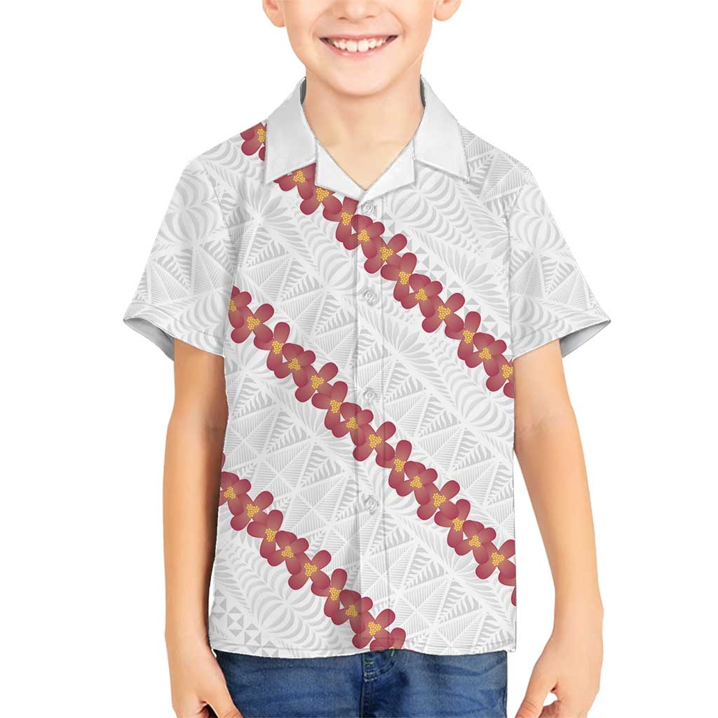 White Sunday Tonga Fakame Family Matching Summer Maxi Dress and Hawaiian Shirt Tongan Ngatu Heilala Lei LT14 Son's Shirt White - Polynesian Pride