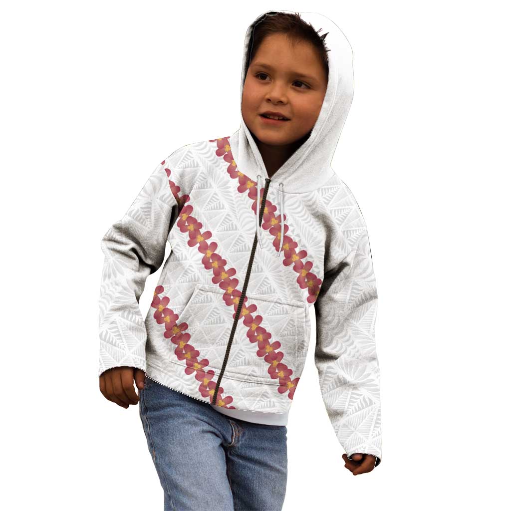 White Sunday Tonga Fakame Kid Hoodie Tongan Ngatu Heilala Lei - Polynesian Pride