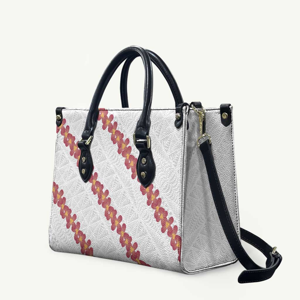 White Sunday Tonga Fakame Leather Bag Tongan Ngatu Heilala Lei - Polynesian Pride
