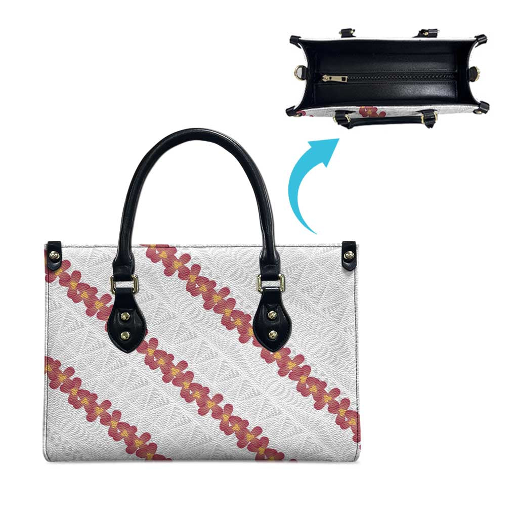 White Sunday Tonga Fakame Leather Bag Tongan Ngatu Heilala Lei - Polynesian Pride