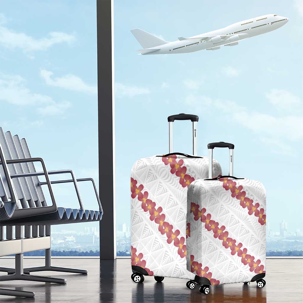 White Sunday Tonga Fakame Luggage Cover Tongan Ngatu Heilala Lei - Polynesian Pride