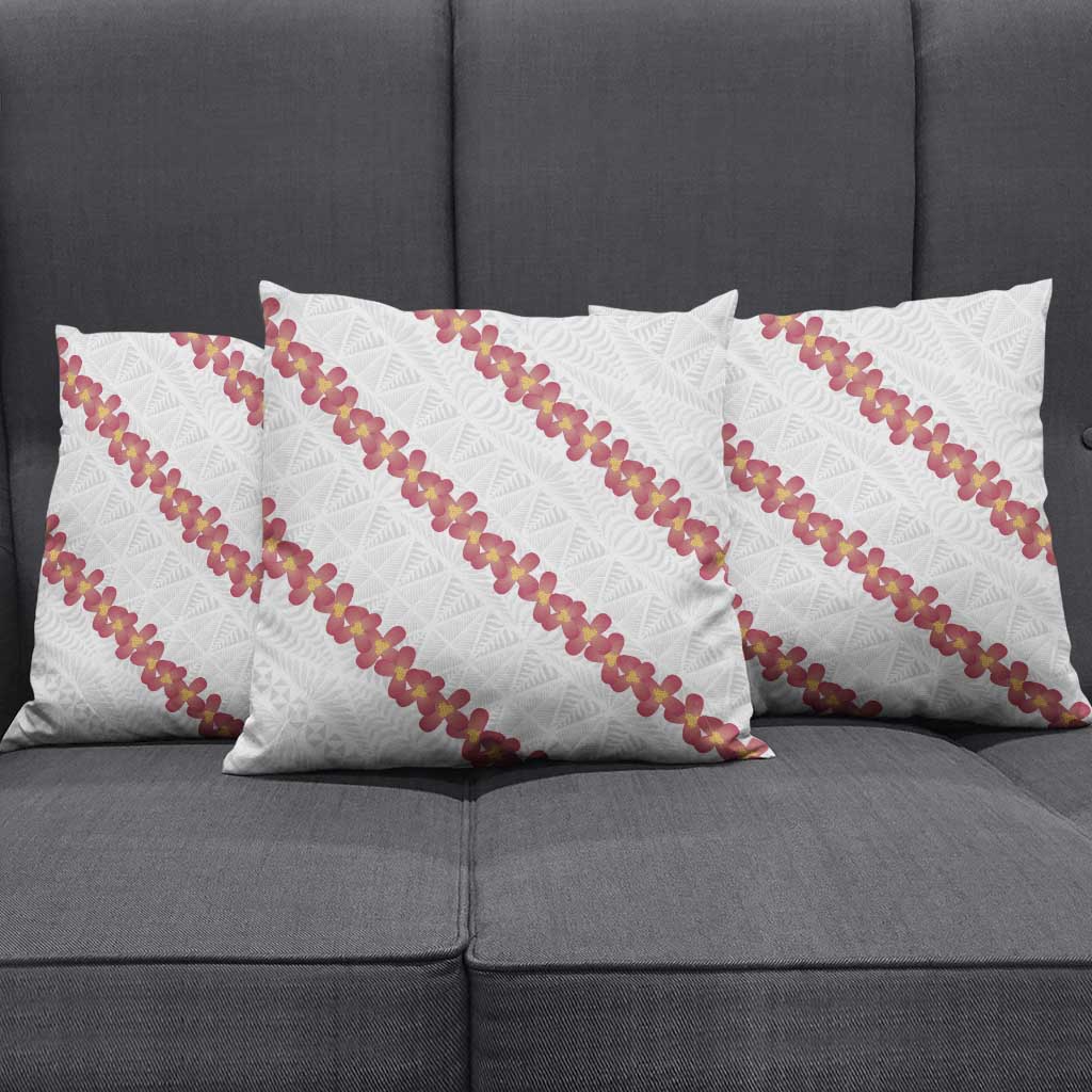 White Sunday Tonga Fakame Pillow Cover Tongan Ngatu Heilala Lei - Polynesian Pride