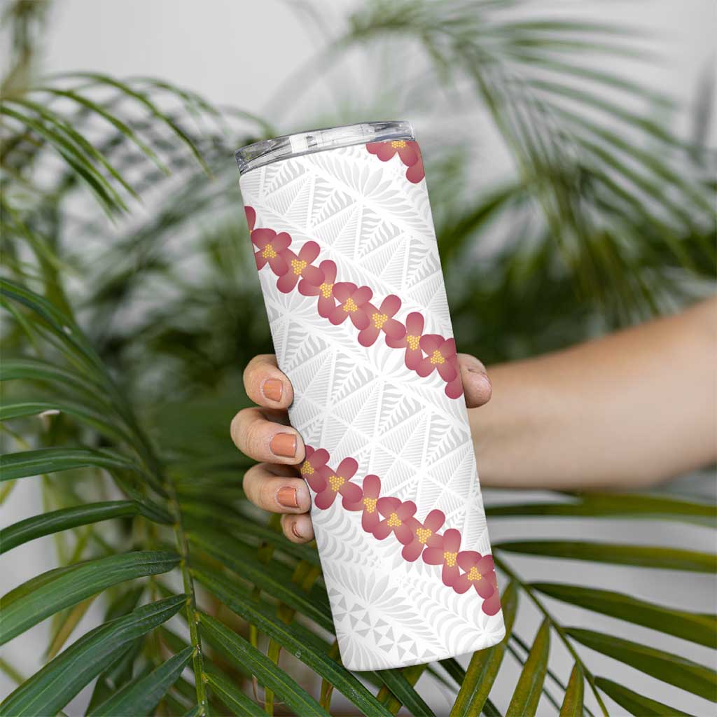 White Sunday Tonga Fakame Skinny Tumbler Tongan Ngatu Heilala Lei LT14 - Polynesian Pride