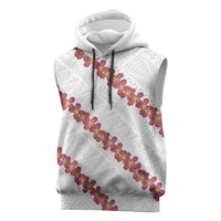 White Sunday Tonga Fakame Sleeveless Hoodie Tongan Ngatu Heilala Lei LT14 White - Polynesian Pride