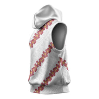 White Sunday Tonga Fakame Sleeveless Hoodie Tongan Ngatu Heilala Lei LT14 - Polynesian Pride