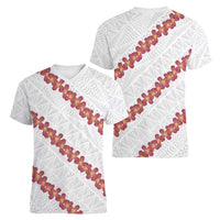 White Sunday Tonga Fakame Women V-Neck T-Shirt Tongan Ngatu Heilala Lei LT14 - Polynesian Pride