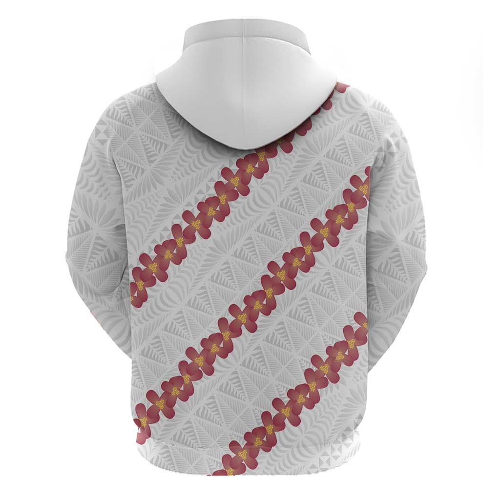 White Sunday Tonga Fakame Zip Hoodie Tongan Ngatu Heilala Lei - Polynesian Pride