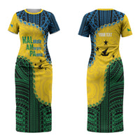 Personalised Malampa Province Vanuatu Couples Matching Short Sleeve Bodycon Dress and Hawaiian Shirt Map With Polynesian Pattern LT14 - Polynesian Pride