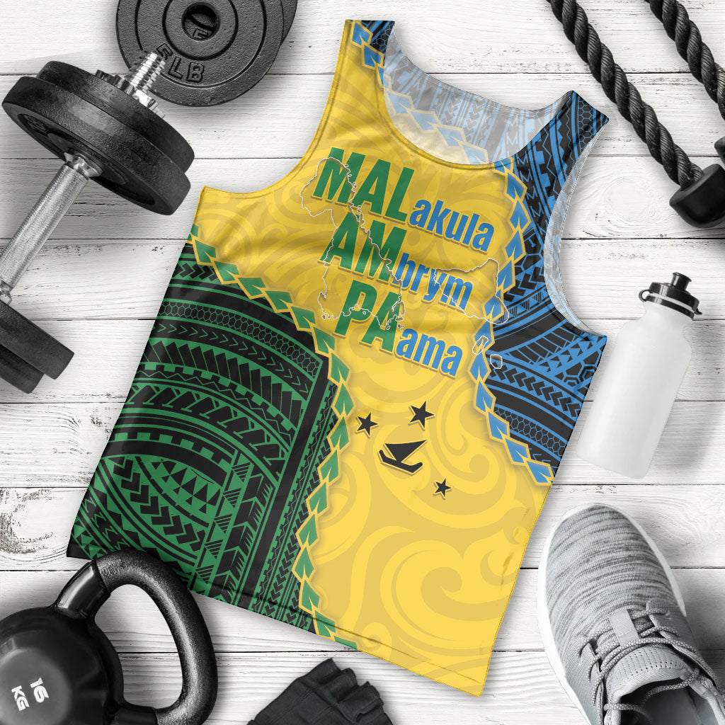 Personalised Malampa Province Vanuatu Men Tank Top Map With Polynesian Pattern LT14 - Polynesian Pride