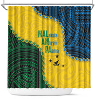 Malampa Province Vanuatu Shower Curtain Map With Polynesian Pattern LT14 Multicolor - Polynesian Pride