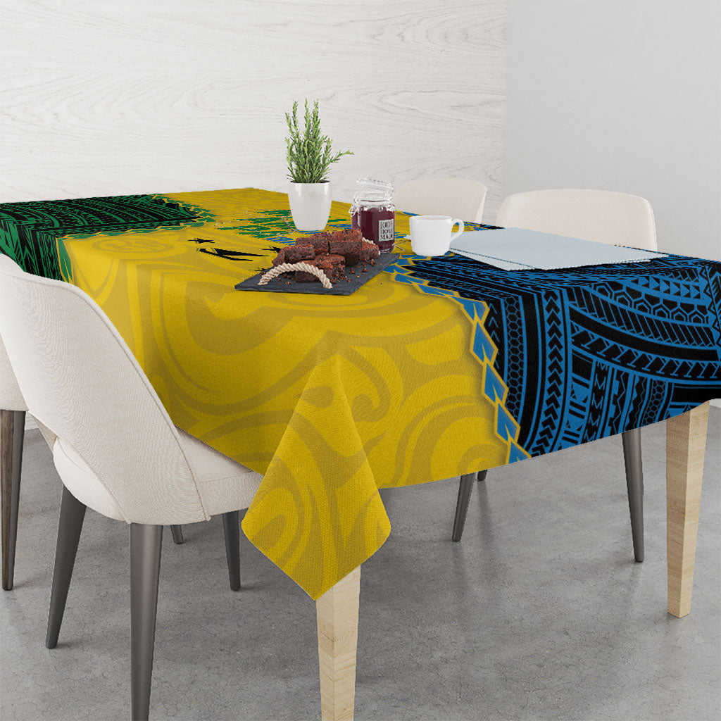 Malampa Province Vanuatu Tablecloth Map With Polynesian Pattern LT14 - Polynesian Pride
