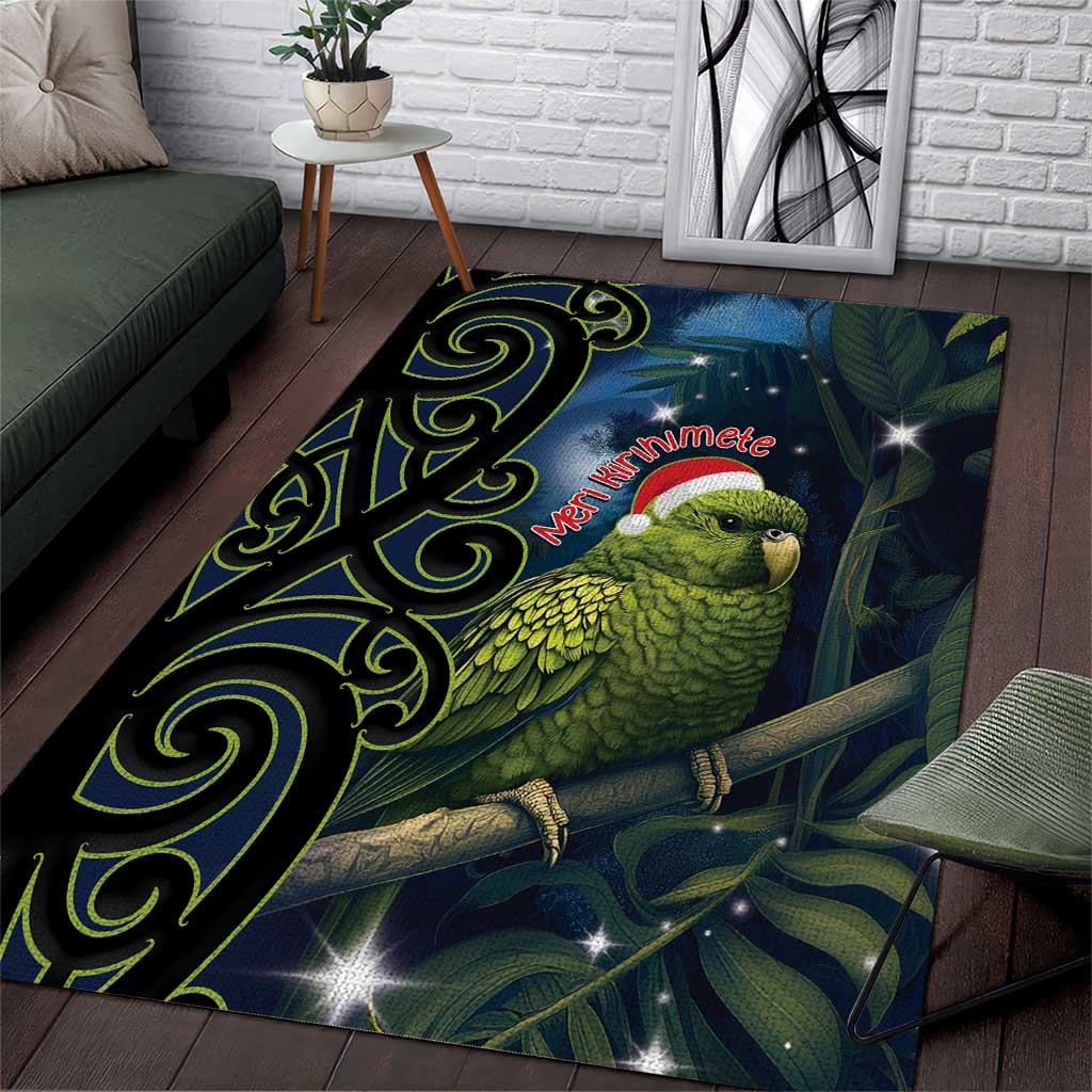 New Zealand Christmas Area Rug Cute Kakapo Meri Kirihimete Maori Koru LT14 Blue - Polynesian Pride
