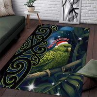 New Zealand Christmas Area Rug Cute Kakapo Meri Kirihimete Maori Koru LT14 Blue - Polynesian Pride