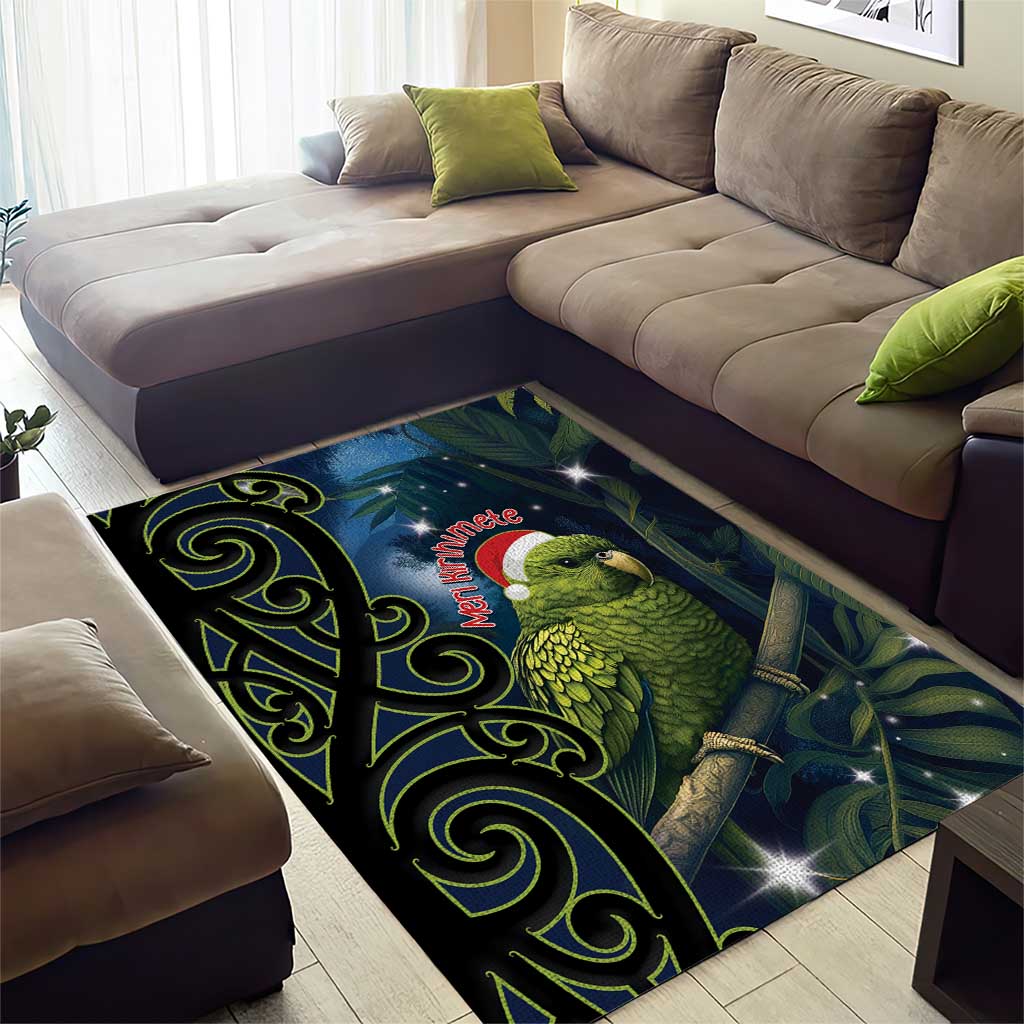 New Zealand Christmas Area Rug Cute Kakapo Meri Kirihimete Maori Koru LT14 - Polynesian Pride