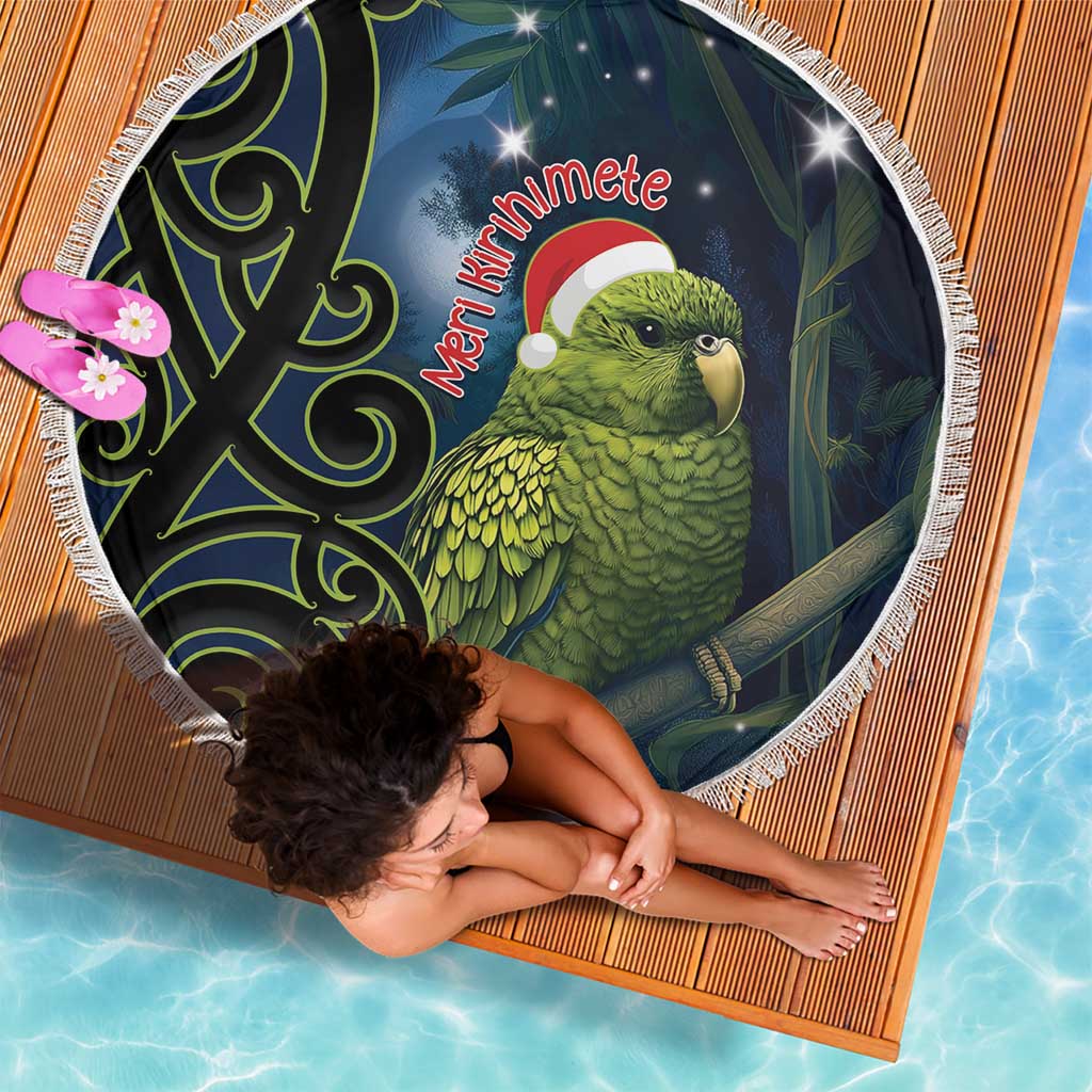 New Zealand Christmas Beach Blanket Cute Kakapo Meri Kirihimete Maori Koru LT14 - Polynesian Pride