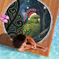 New Zealand Christmas Beach Blanket Cute Kakapo Meri Kirihimete Maori Koru LT14 - Polynesian Pride