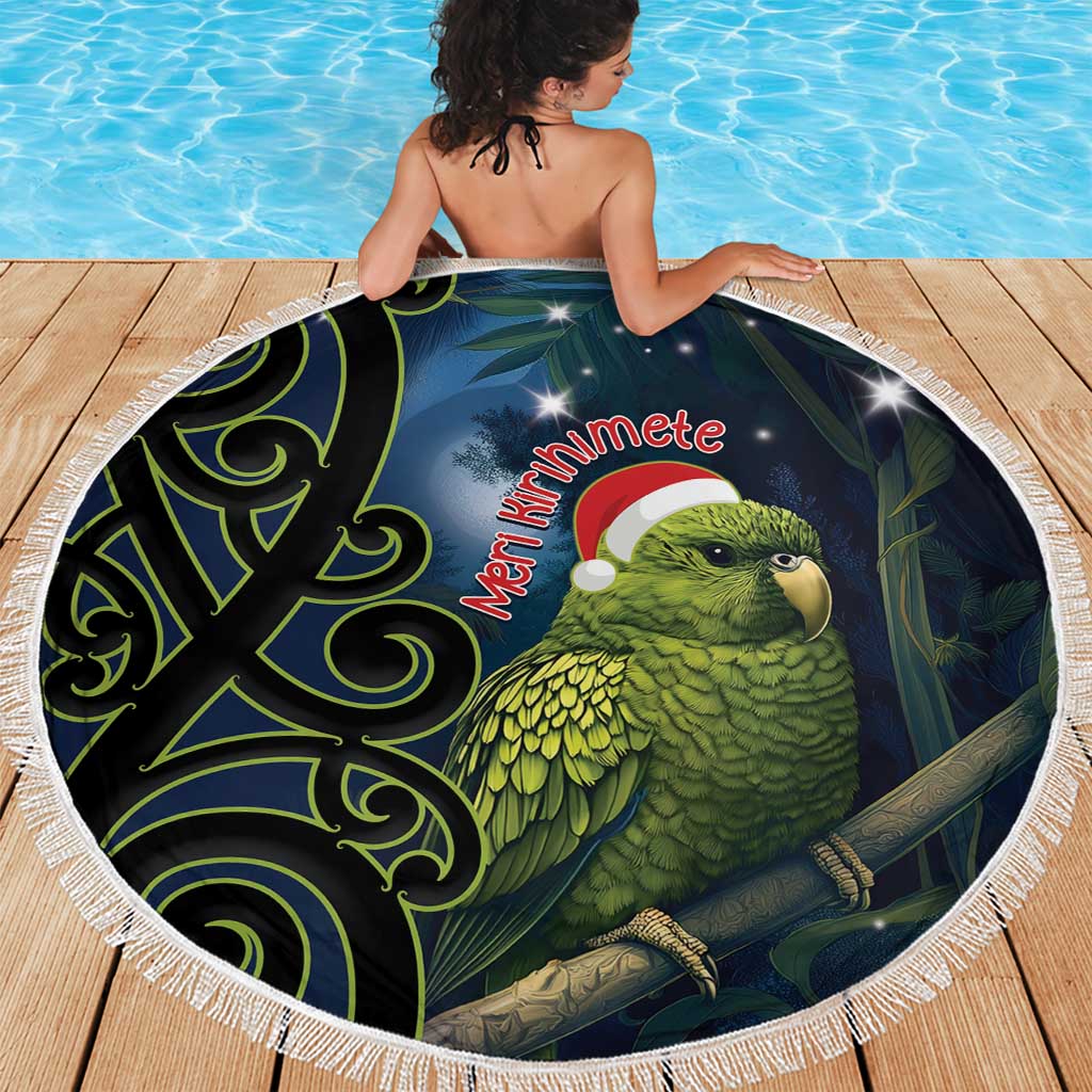 New Zealand Christmas Beach Blanket Cute Kakapo Meri Kirihimete Maori Koru LT14 - Polynesian Pride