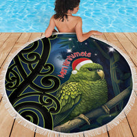 New Zealand Christmas Beach Blanket Cute Kakapo Meri Kirihimete Maori Koru LT14 - Polynesian Pride