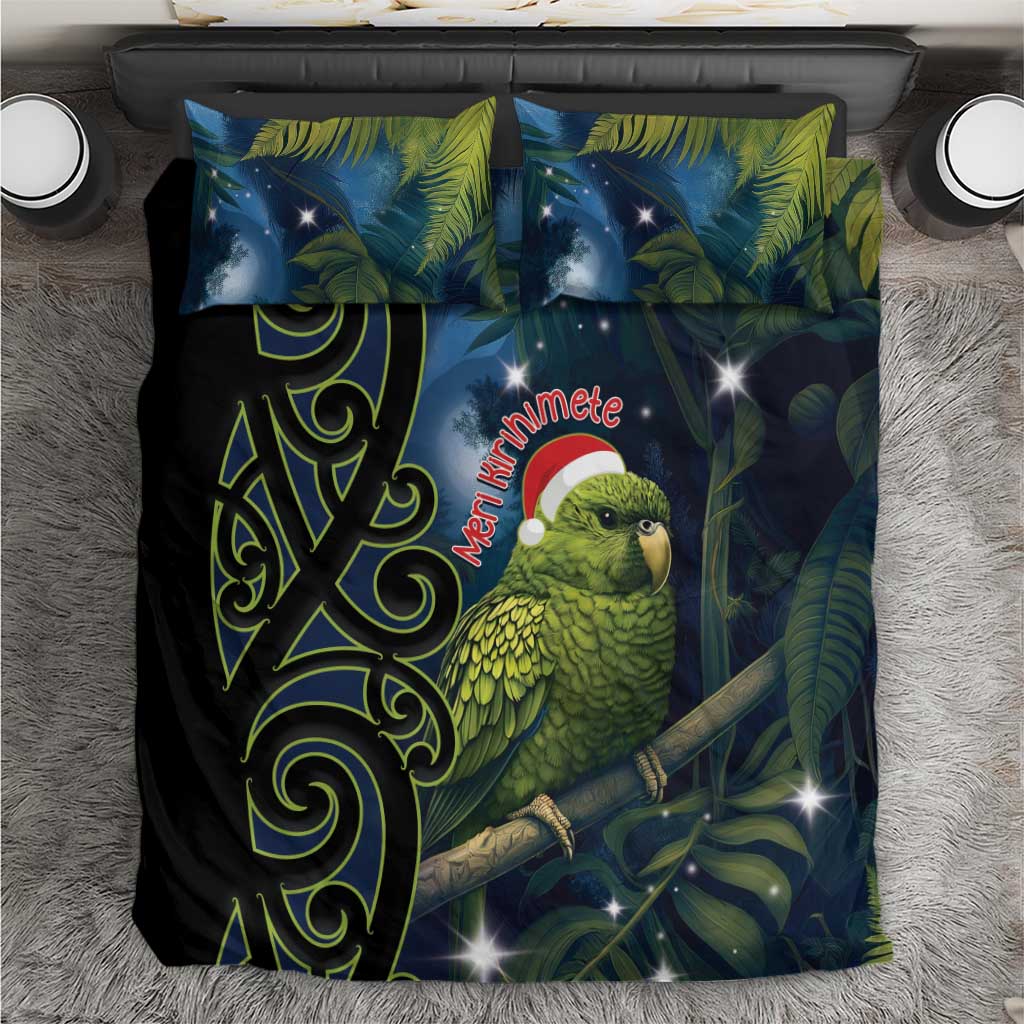 New Zealand Christmas Bedding Set Cute Kakapo Meri Kirihimete Maori Koru LT14 Blue - Polynesian Pride