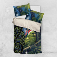 New Zealand Christmas Bedding Set Cute Kakapo Meri Kirihimete Maori Koru LT14 US Twin 172cm x 218cm Blue - Polynesian Pride
