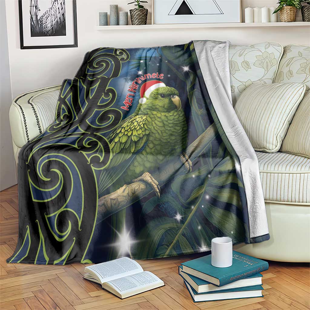New Zealand Christmas Blanket Cute Kakapo Meri Kirihimete Maori Koru LT14 Blue - Polynesian Pride