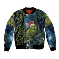 New Zealand Christmas Bomber Jacket Cute Kakapo Meri Kirihimete Maori Koru LT14 Unisex Blue - Polynesian Pride