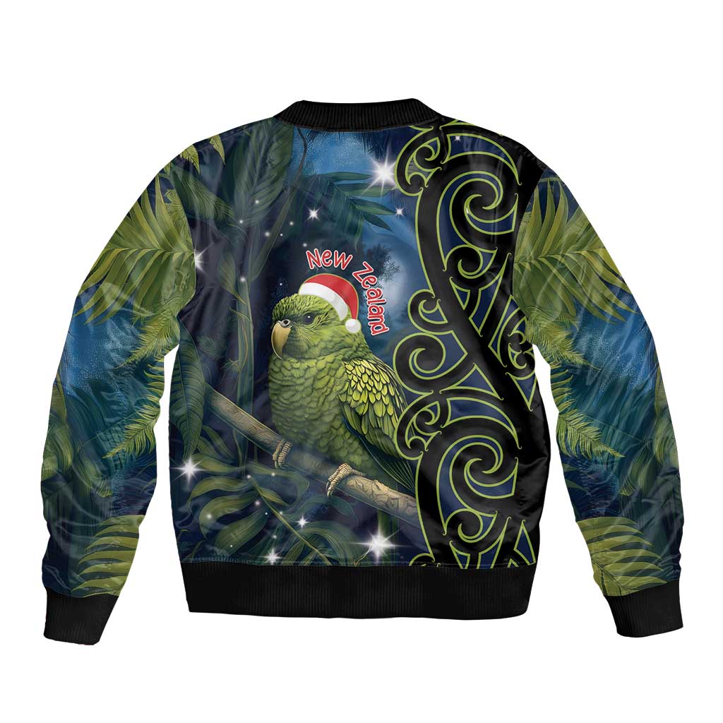 New Zealand Christmas Bomber Jacket Cute Kakapo Meri Kirihimete Maori Koru LT14 - Polynesian Pride