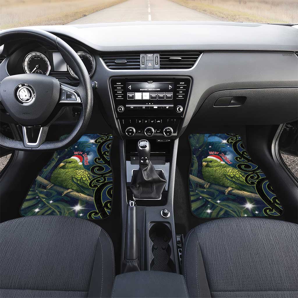 New Zealand Christmas Car Mats Cute Kakapo Meri Kirihimete Maori Koru LT14 Set 2pcs - Front Blue - Polynesian Pride