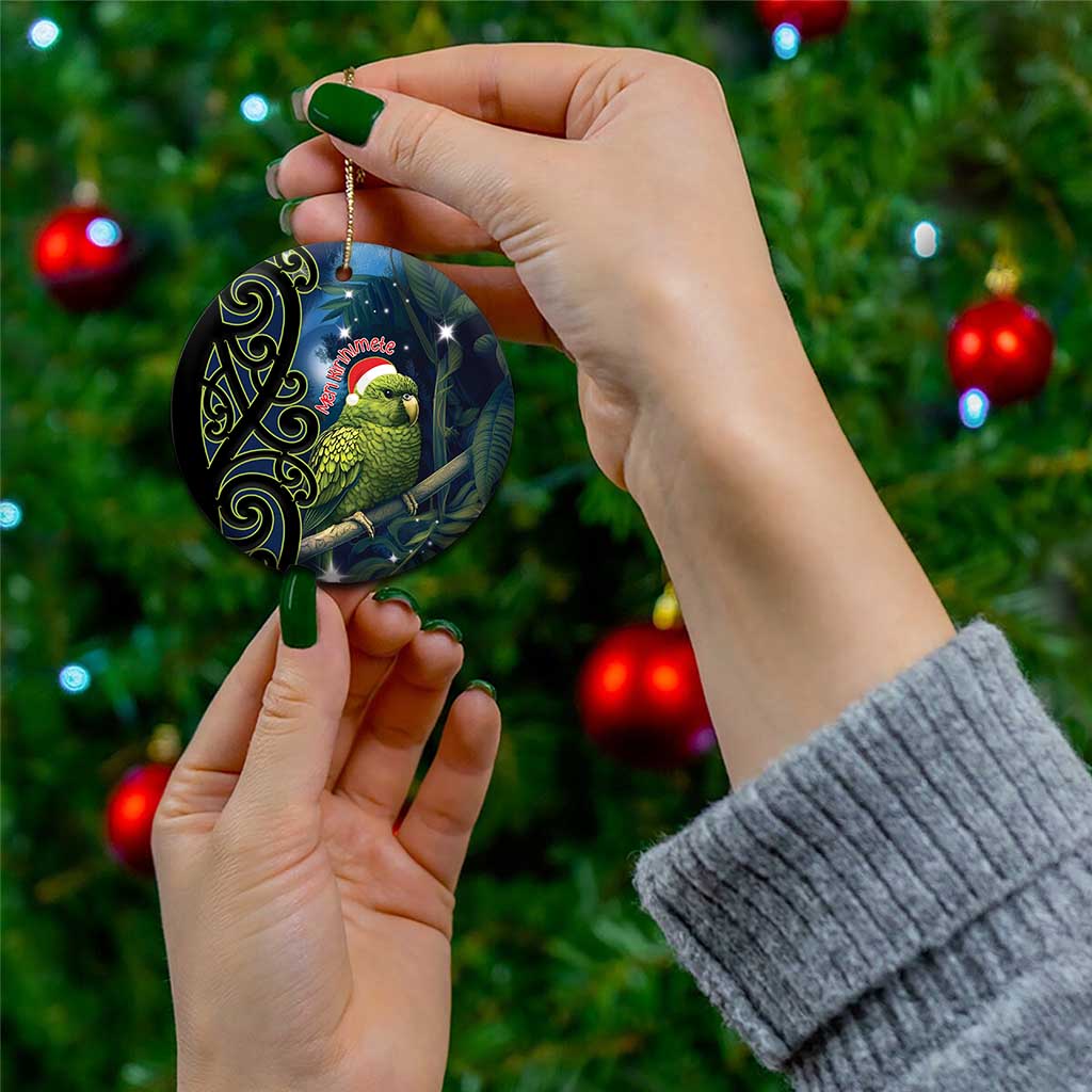 New Zealand Christmas Ceramic Ornament Cute Kakapo Meri Kirihimete Maori Koru LT14 - Polynesian Pride
