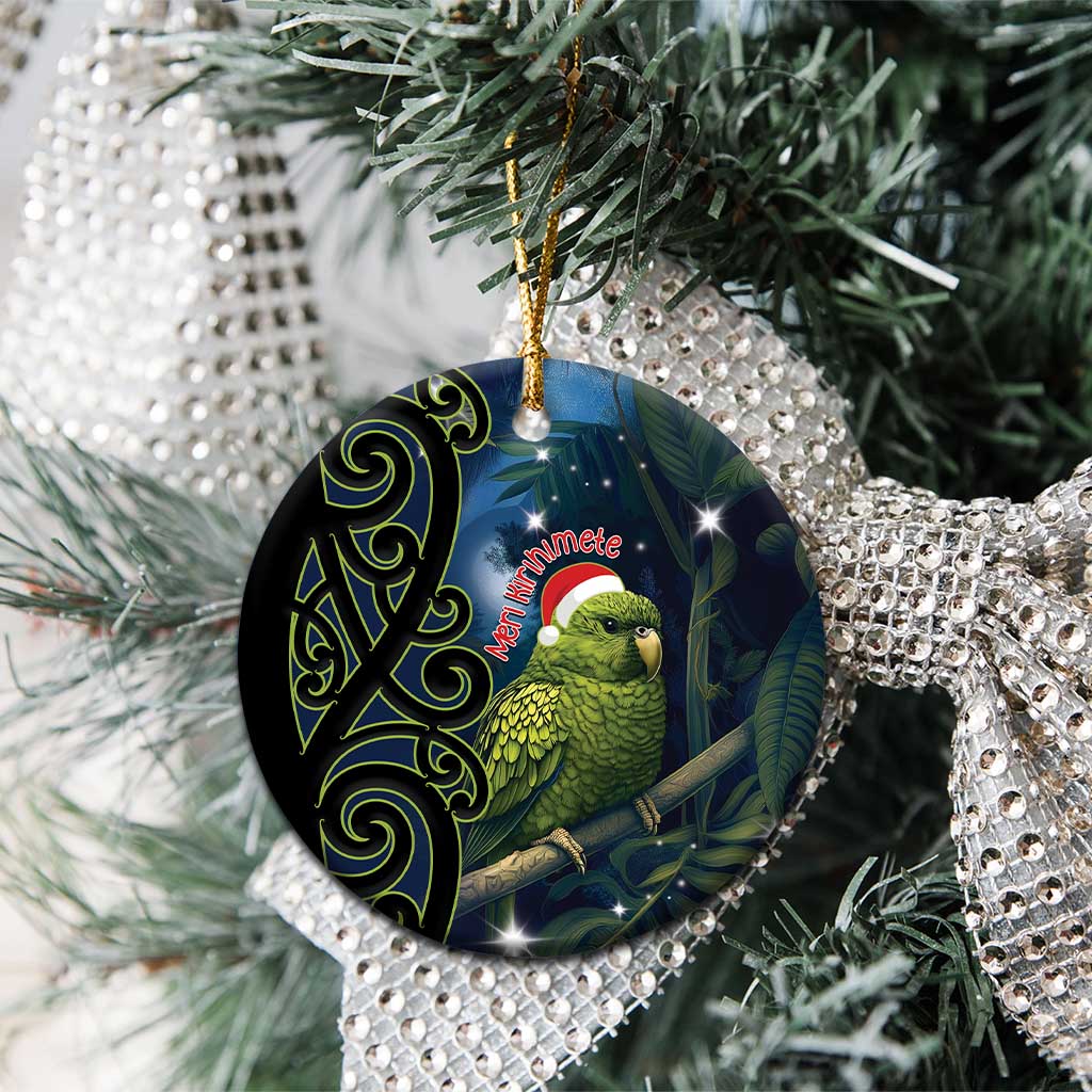 New Zealand Christmas Ceramic Ornament Cute Kakapo Meri Kirihimete Maori Koru LT14 - Polynesian Pride