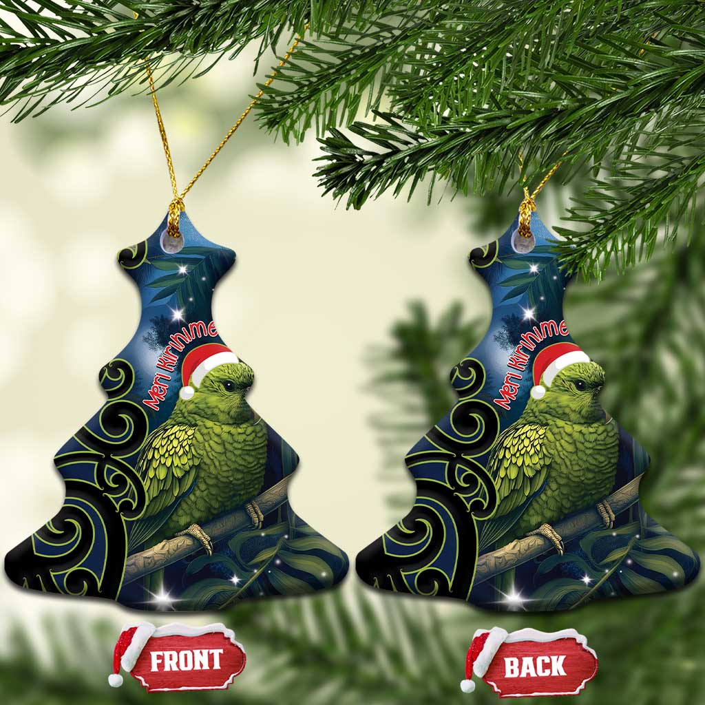 New Zealand Christmas Ceramic Ornament Cute Kakapo Meri Kirihimete Maori Koru LT14 Christmas Tree Blue - Polynesian Pride