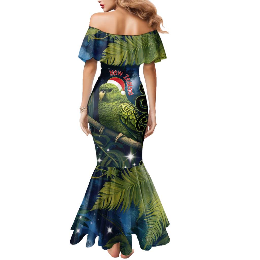 New Zealand Christmas Family Matching Mermaid Dress and Hawaiian Shirt Cute Kakapo Meri Kirihimete Maori Koru LT14 - Polynesian Pride