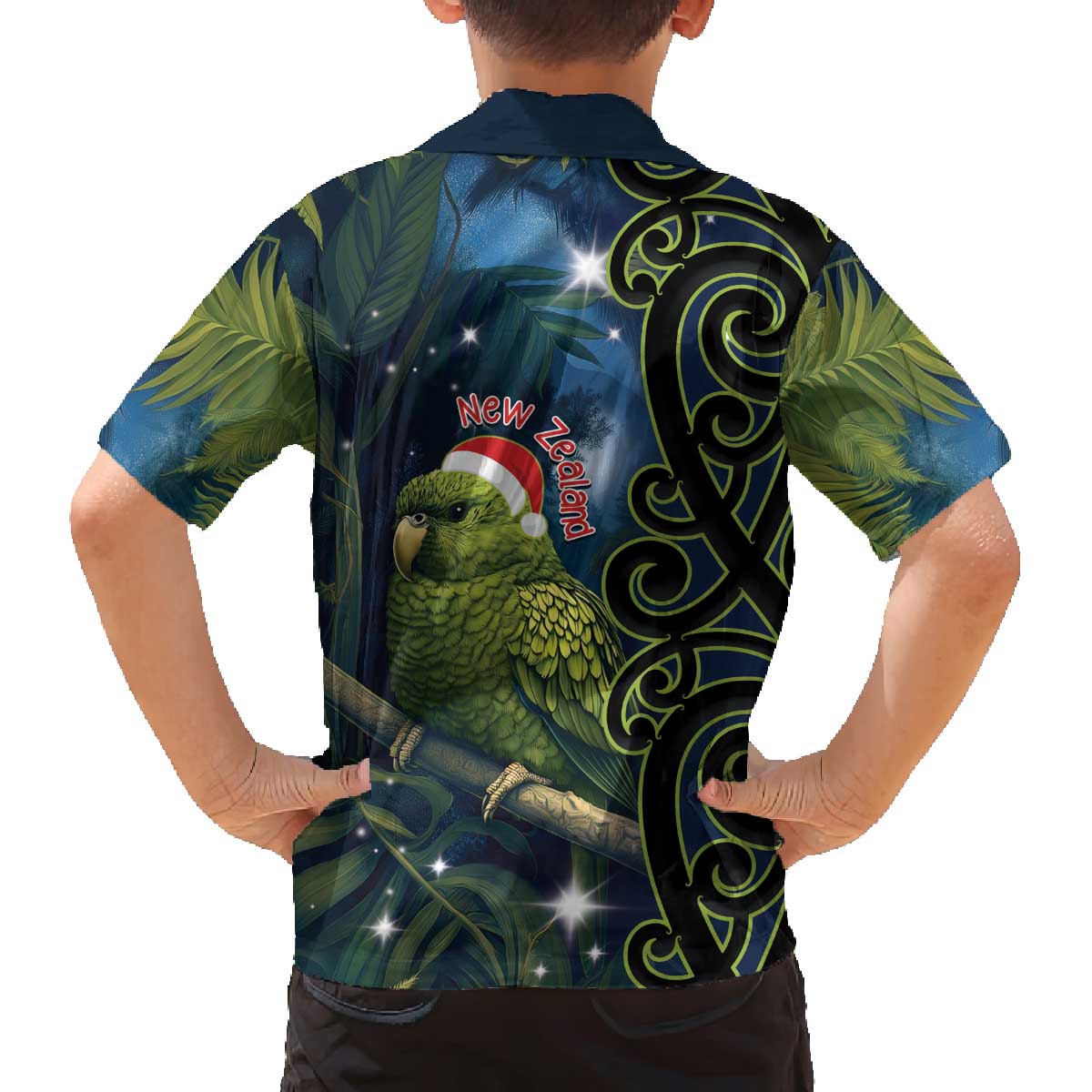 New Zealand Christmas Family Matching Off The Shoulder Long Sleeve Dress and Hawaiian Shirt Cute Kakapo Meri Kirihimete Maori Koru LT14 - Polynesian Pride