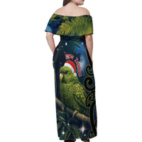 New Zealand Christmas Family Matching Off Shoulder Maxi Dress and Hawaiian Shirt Cute Kakapo Meri Kirihimete Maori Koru LT14 - Polynesian Pride
