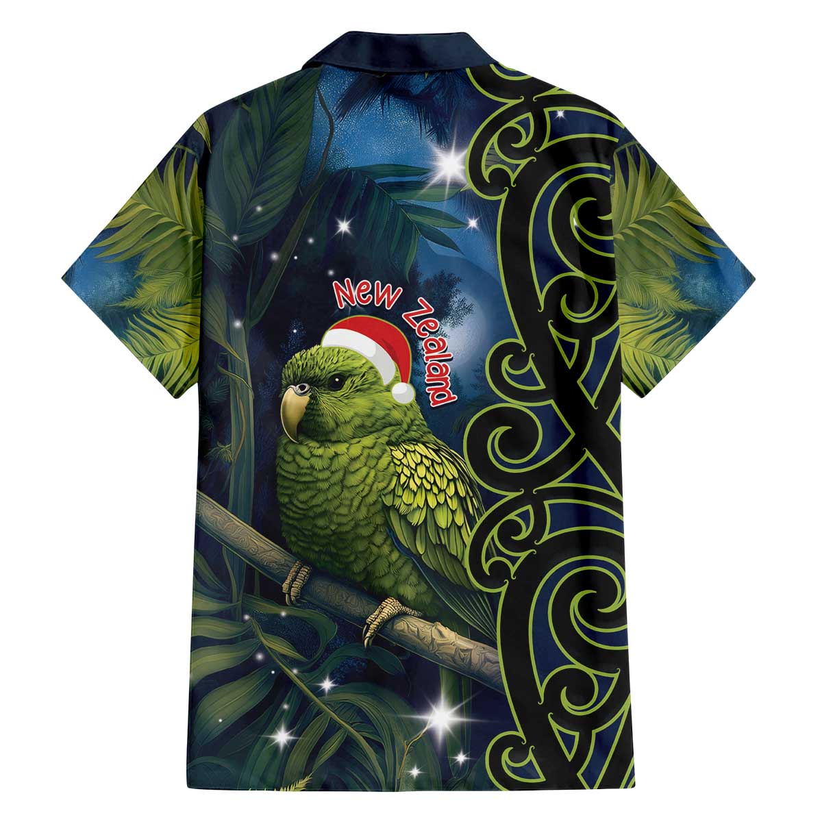 New Zealand Christmas Family Matching Off Shoulder Short Dress and Hawaiian Shirt Cute Kakapo Meri Kirihimete Maori Koru LT14 - Polynesian Pride