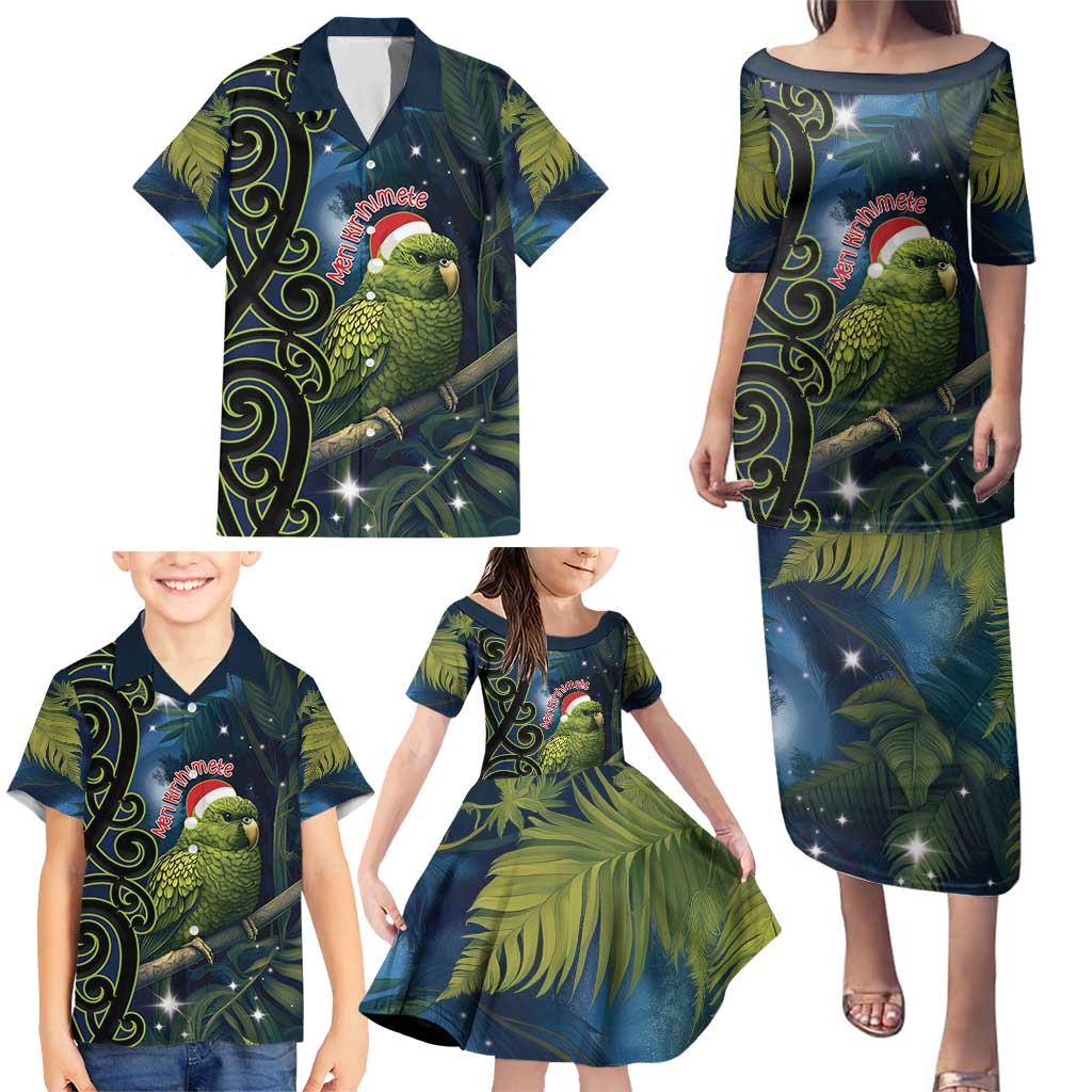 New Zealand Christmas Family Matching Puletasi and Hawaiian Shirt Cute Kakapo Meri Kirihimete Maori Koru LT14 - Polynesian Pride
