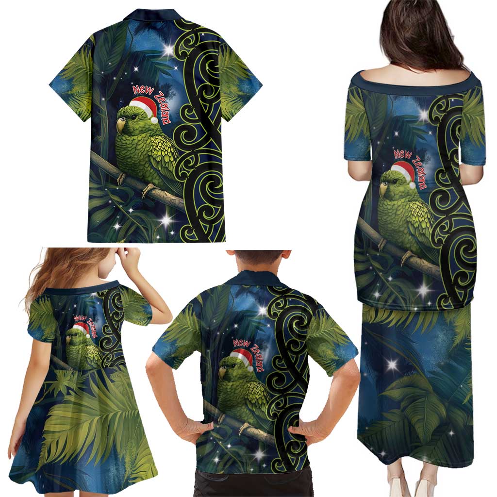New Zealand Christmas Family Matching Puletasi and Hawaiian Shirt Cute Kakapo Meri Kirihimete Maori Koru LT14 - Polynesian Pride