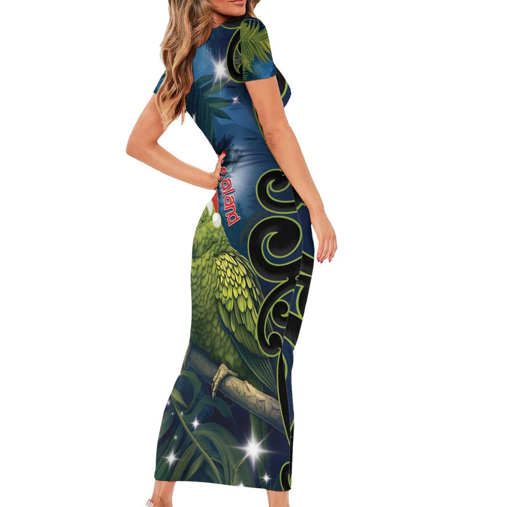 New Zealand Christmas Family Matching Short Sleeve Bodycon Dress and Hawaiian Shirt Cute Kakapo Meri Kirihimete Maori Koru LT14 - Polynesian Pride
