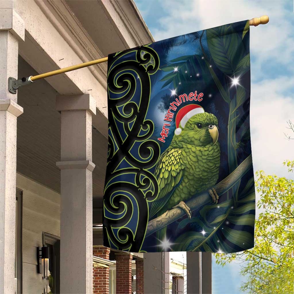 New Zealand Christmas Garden Flag Cute Kakapo Meri Kirihimete Maori Koru LT14 House Flag Blue - Polynesian Pride