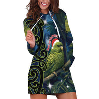 New Zealand Christmas Hoodie Dress Cute Kakapo Meri Kirihimete Maori Koru LT14 Blue - Polynesian Pride