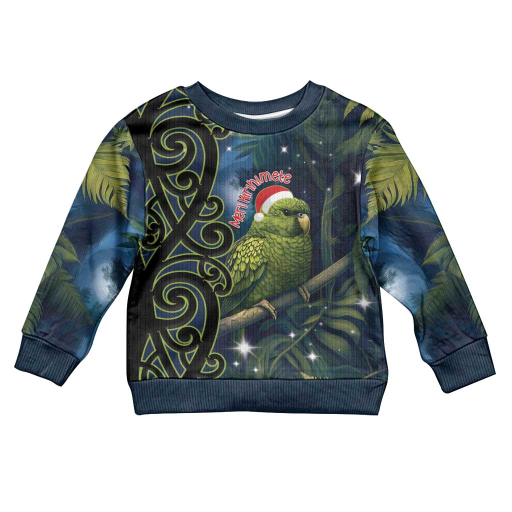 New Zealand Christmas Kid Ugly Christmas Sweater Cute Kakapo Meri Kirihimete Maori Koru LT14 Kid Blue - Polynesian Pride