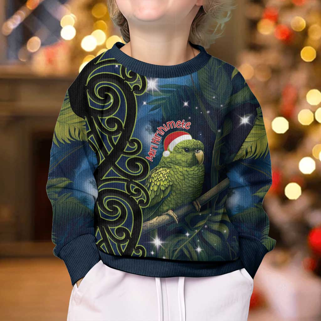 New Zealand Christmas Kid Ugly Christmas Sweater Cute Kakapo Meri Kirihimete Maori Koru LT14 - Polynesian Pride
