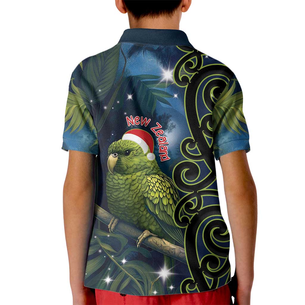 New Zealand Christmas Kid Polo Shirt Cute Kakapo Meri Kirihimete Maori Koru LT14 - Polynesian Pride