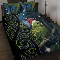 New Zealand Christmas Quilt Bed Set Cute Kakapo Meri Kirihimete Maori Koru LT14 Blue - Polynesian Pride