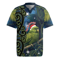 New Zealand Christmas Rugby Jersey Cute Kakapo Meri Kirihimete Maori Koru LT14 Blue - Polynesian Pride