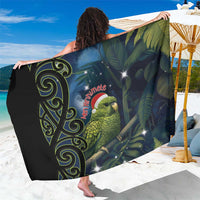 New Zealand Christmas Sarong Cute Kakapo Meri Kirihimete Maori Koru LT14 One Size 44 x 66 inches Blue - Polynesian Pride