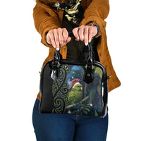 New Zealand Christmas Shoulder Handbag Cute Kakapo Meri Kirihimete Maori Koru LT14 One Size Blue - Polynesian Pride