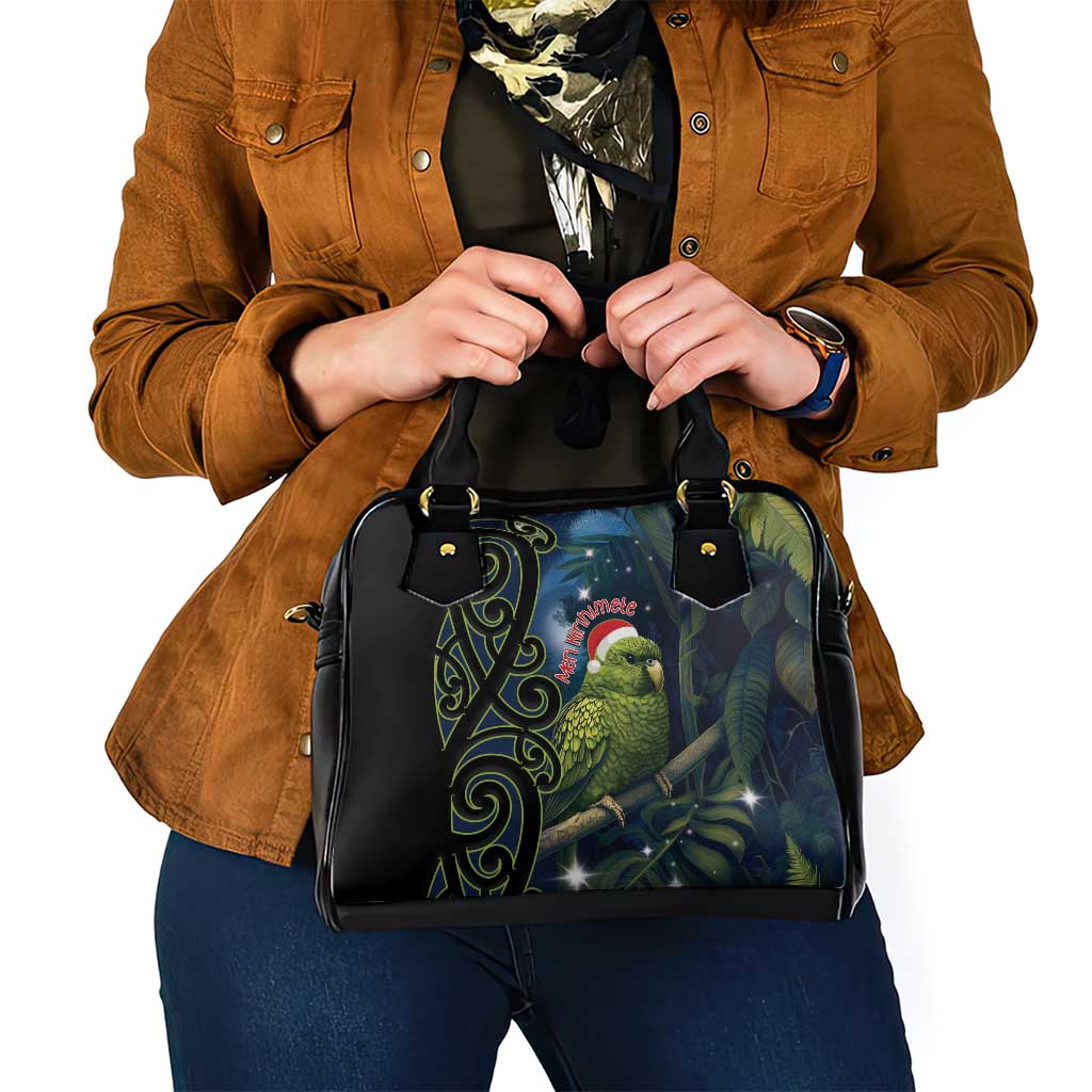 New Zealand Christmas Shoulder Handbag Cute Kakapo Meri Kirihimete Maori Koru LT14 - Polynesian Pride